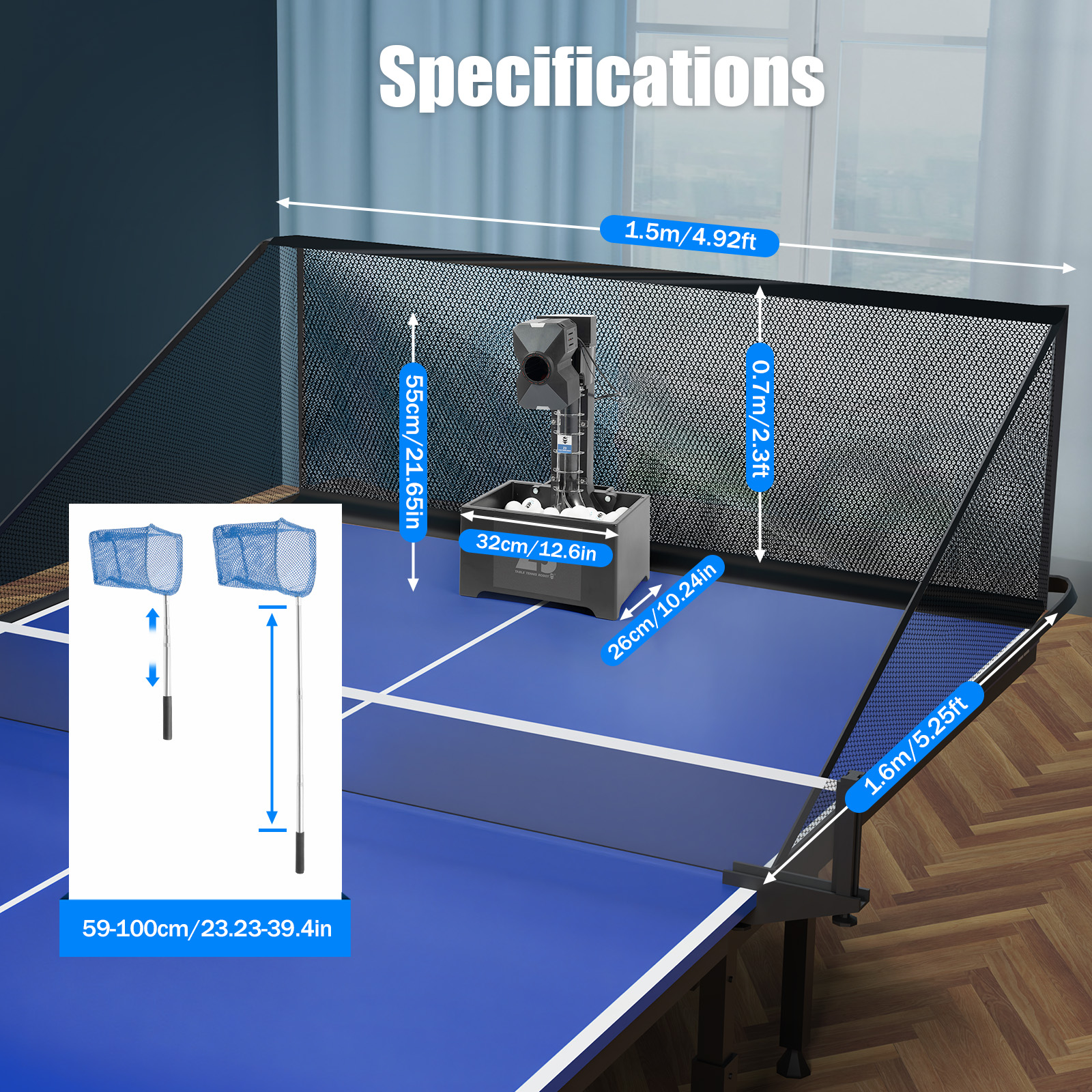 Table Tennis Robot with Net&10 - Robot Ball Machine recension och pris