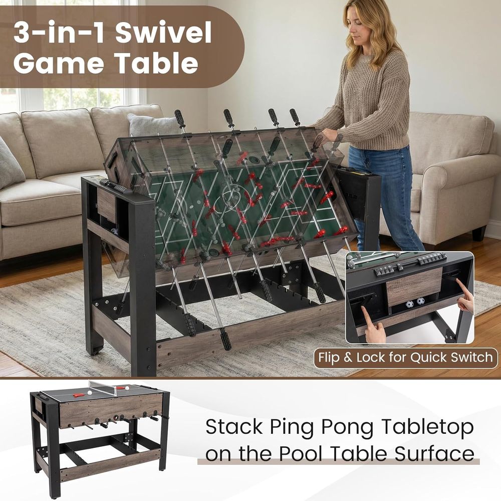 3-in-1 Swivel Game Table, 49'' - Table Tennis Or Tennis Table recension och pris