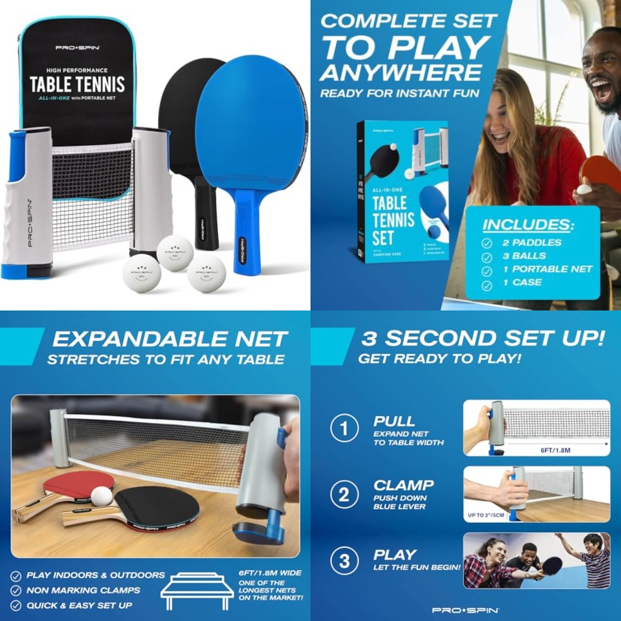 Portable Ping Pong Set with Re - Table Tennis Net Set recension och pris